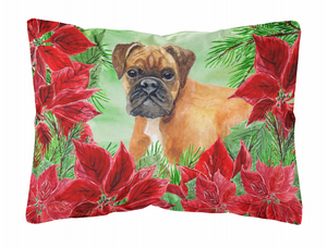 Poinsettas Dog Art Canvas Fabric Decorative Pillow - 652259192762