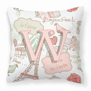 Monogram Letter Love in Paris Pink Fabric Decorative Pillow - 615872975945