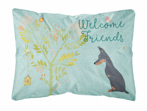 Welcome Friends Dog Art Canvas Fabric Decorative Pillow - 638508897565