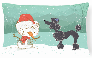 Snowman Christmas Dog Art Canvas Fabric Decorative Pillow - 652259282340