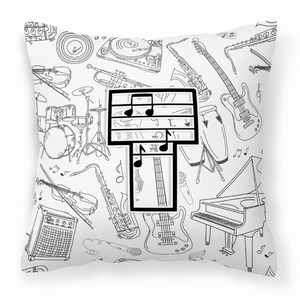 Monogram Letter Musical Note Fabric Decorative Pillow - 615872977208