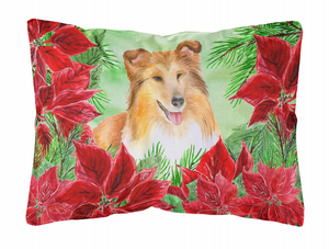 Poinsettas Dog Art Canvas Fabric Decorative Pillow - 652259193547