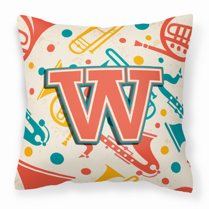 Monogram Letter Musical Instruments Fabric Decorative Pillow - 615872975686