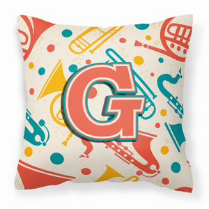 Monogram Letter Musical Instruments Fabric Decorative Pillow - 615872975525