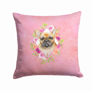 Floral Design with Dog Picture Fabric Decorative Pillow - 194030081051