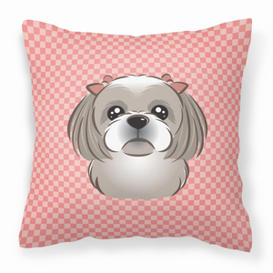 Dog Face Checkerboard Design Fabric Decorative Pillow - 615872897155