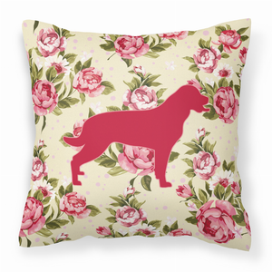 Dog Silhouette Shabby Chic Roses Fabric Decorative Pillow - 638508358431