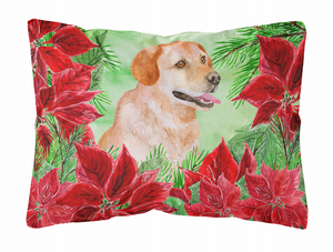 Poinsettas Dog Art Canvas Fabric Decorative Pillow - 652259193486