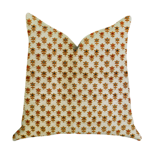 Plutus Brands Plutus Rosy Posse Orange and Tan Floral Premium Luxury Designer Throw Pillow
