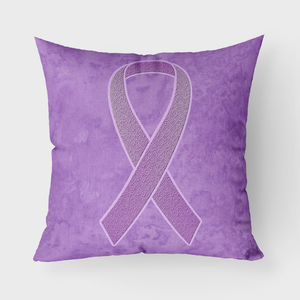 Ribbon Cancer Awareness Fabric Decorative Pillow - 615872855223