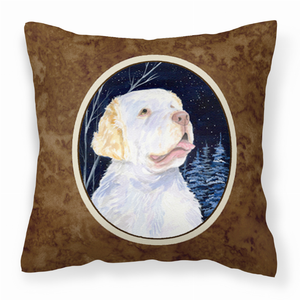 Starry Night Design with Dog Picture Fabric Decorative Pillow - 615872504022