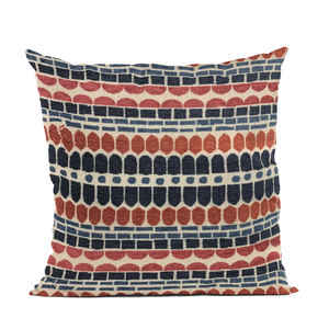 Plutus Brands Plutus Red, Blue Harmony Border Luxury Premium Designer Decorative Throw Pillow