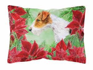 Poinsettas Dog Art Canvas Fabric Decorative Pillow - 652259192854