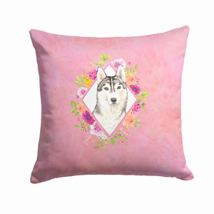 Floral Design with Dog Picture Fabric Decorative Pillow - 194030081716