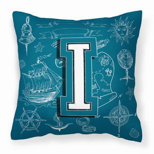 Caroline's Treasures Monogram Letter Sea Doodles Alphabet Fabric Decorative Pillow, Fabric, Soft Pattern