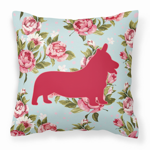 Dog Silhouette Shabby Chic Roses Fabric Decorative Pillow - 615872546756