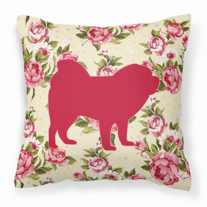 Dog Silhouette Shabby Chic Roses Fabric Decorative Pillow - 638508358387