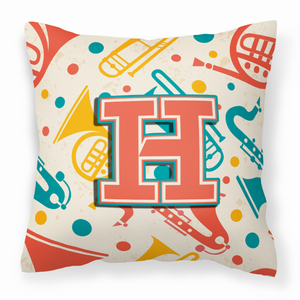 Monogram Letter Musical Instruments Fabric Decorative Pillow - 615872975532