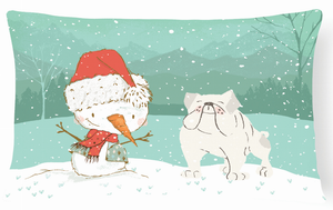 Snowman Christmas Dog Art Canvas Fabric Decorative Pillow - 652259282258