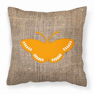 Butterfly Burlap Fabric Decorative Pillow - 615872543588