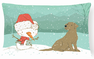 Snowman Christmas Dog Art Canvas Fabric Decorative Pillow - 652259282197