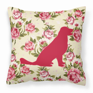 Dog Silhouette Shabby Chic Roses Fabric Decorative Pillow - 638508358240