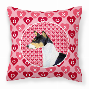 Hearts Love and Valentine's Day Dog Portrait Fabric Decorative Pillow - 638508359889