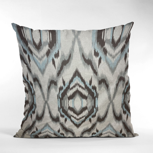 Plutus Ikat Dream Blue, Black, Cream Handmade Luxury Pillow - 710594789488