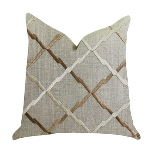Plutus Urban Square Brown and Beige Luxury Throw Pillow - 641753666183