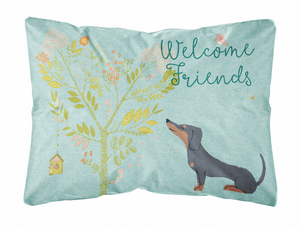 Welcome Friends Dog Art Canvas Fabric Decorative Pillow - 638508898005