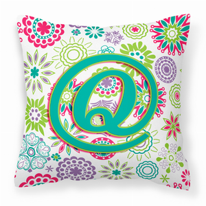 Monogram Letter Flowers Fabric Decorative Pillow - 615872978212