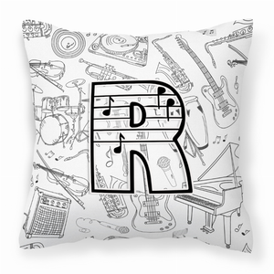 Monogram Letter Musical Note Fabric Decorative Pillow - 615872977185