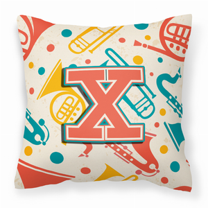 Monogram Letter Musical Instruments Fabric Decorative Pillow - 615872975693