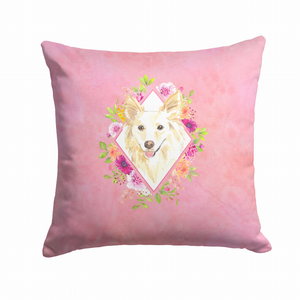 Floral Design with Dog Picture Fabric Decorative Pillow - 194030081624
