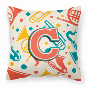 Monogram Letter Musical Instruments Fabric Decorative Pillow - 615872975488