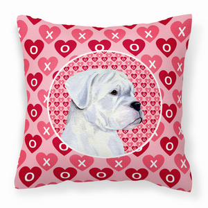 Hearts Love and Valentine's Day Dog Portrait Fabric Decorative Pillow - 638508359834