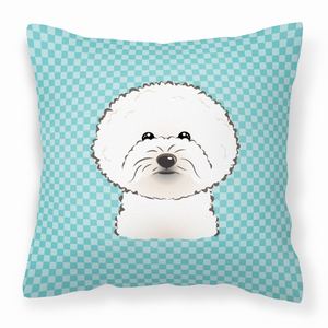 Caroline's Treasures Dog Face Checkerboard Design Fabric Decorative Pillow, 14x14 Inches, Polyester, cozy, colorful