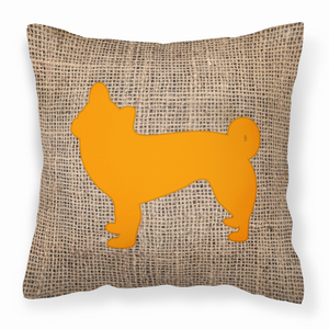 Carolines Treasures Dog Silhouette Burlap Fabric Decorative Pillow, Blue Orange, 14x14 Inches, Cozy Sofa Pillow