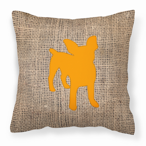 Dog Silhouette Burlap Fabric Decorative Pillow - 615872544455