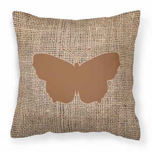 Butterfly Burlap Fabric Decorative Pillow - 615872541546