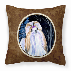 Starry Night Design with Dog Picture Fabric Decorative Pillow - 615872504237