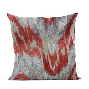 Plutus Velvet Glamour Red, Gray Handmade Luxury Pillow - 710594789716