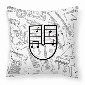 Monogram Letter Musical Note Fabric Decorative Pillow - 615872977215
