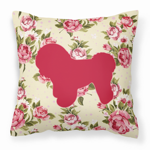 Dog Silhouette Shabby Chic Roses Fabric Decorative Pillow - 638508358394