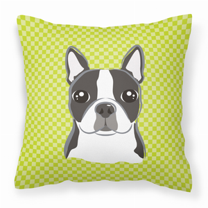 Caroline's Treasures Dog Face Checkerboard Design Fabric Decorative Pillow, 14 Inch, Polyester, cozy, cheerful