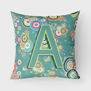 Letter Z Circle Circle Teal Initial Alphabet Fabric Decorative Pillow - 615872983018