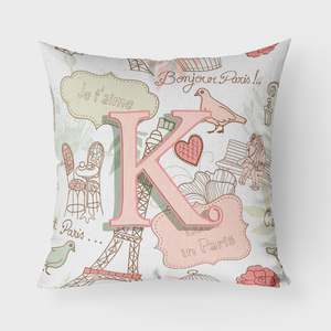 Letter  Love in Paris Pink Fabric Decorative Pillow - 615872979714