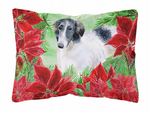 Poinsettas Dog Art Canvas Fabric Decorative Pillow - 652259193073