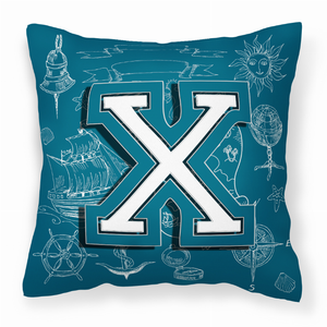 Monogram Letter Sea Doodles Alphabet Fabric Decorative Pillow - 615872979066