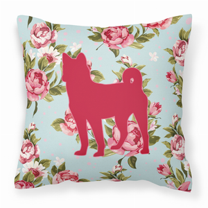 Dog Silhouette Shabby Chic Roses Fabric Decorative Pillow - 615872546992